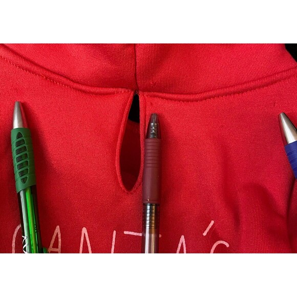 Dog Hoodie Sweater Red Rae Dunn Santa’s Helper Leash Slot Hood NWOT Size M - Picture 8 of 12